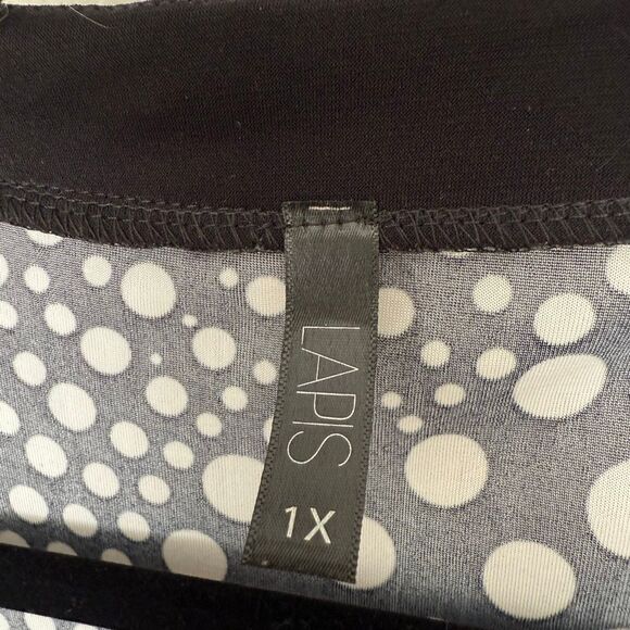 Lapis Women’s 1X Black White Stretchy Blouse Top - Picture 2 of 4